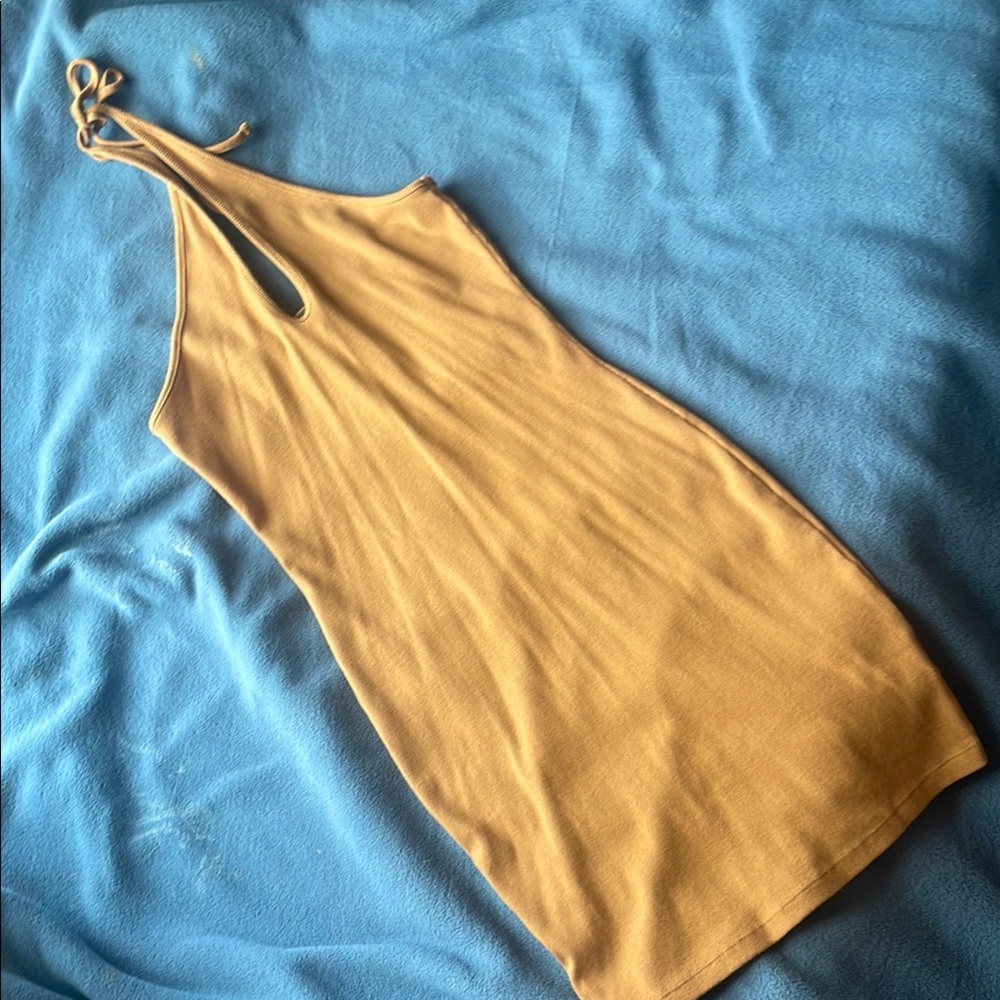 Tan Halter Neck Dress